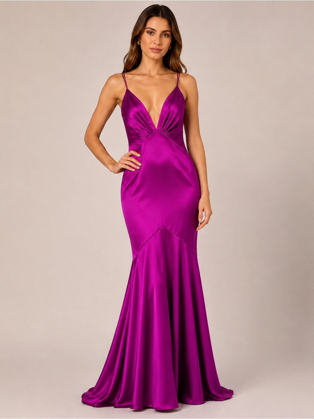 Liv Foster Size 6 NWT Magenta Satin Mermaid Gown Formal Prom Dress GALA MOB